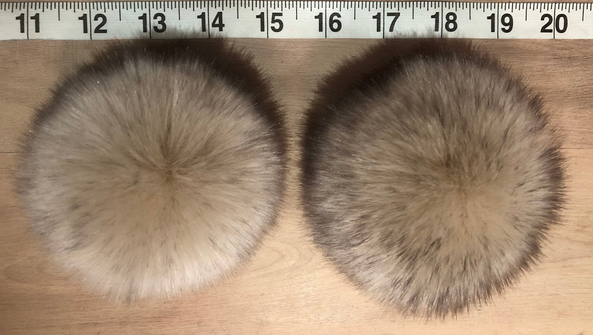 Beige Black Faux Fur Pom, 3.5Inch