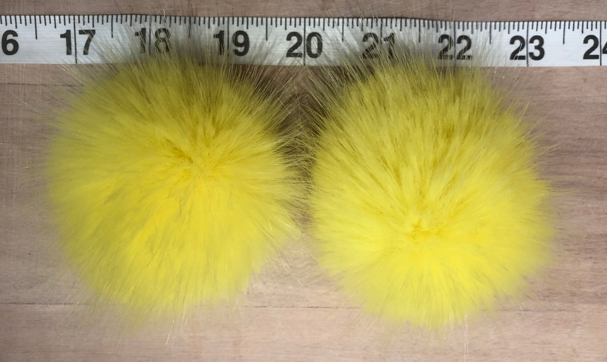 Lemon Yellow Mink Faux Fur Pom, 2 Inch