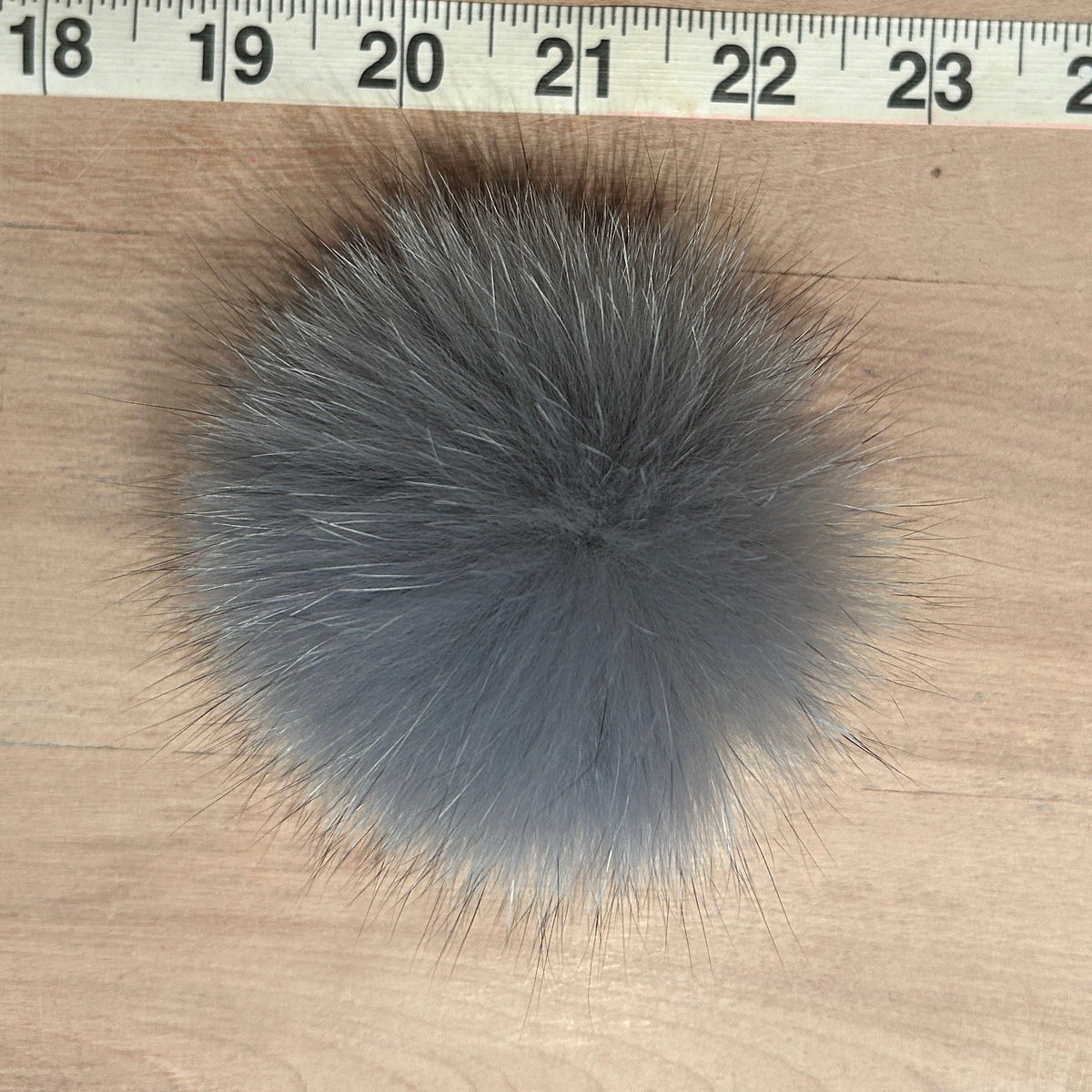 Shark Grey Fox Fur Pom, 3 Inch