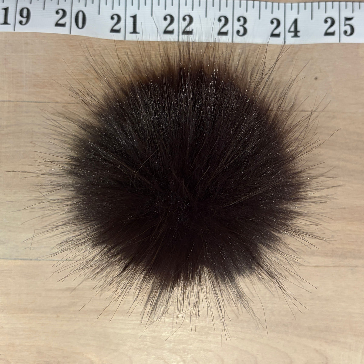 Dark Brown Beaver Faux Fur Pom, 3 Inch