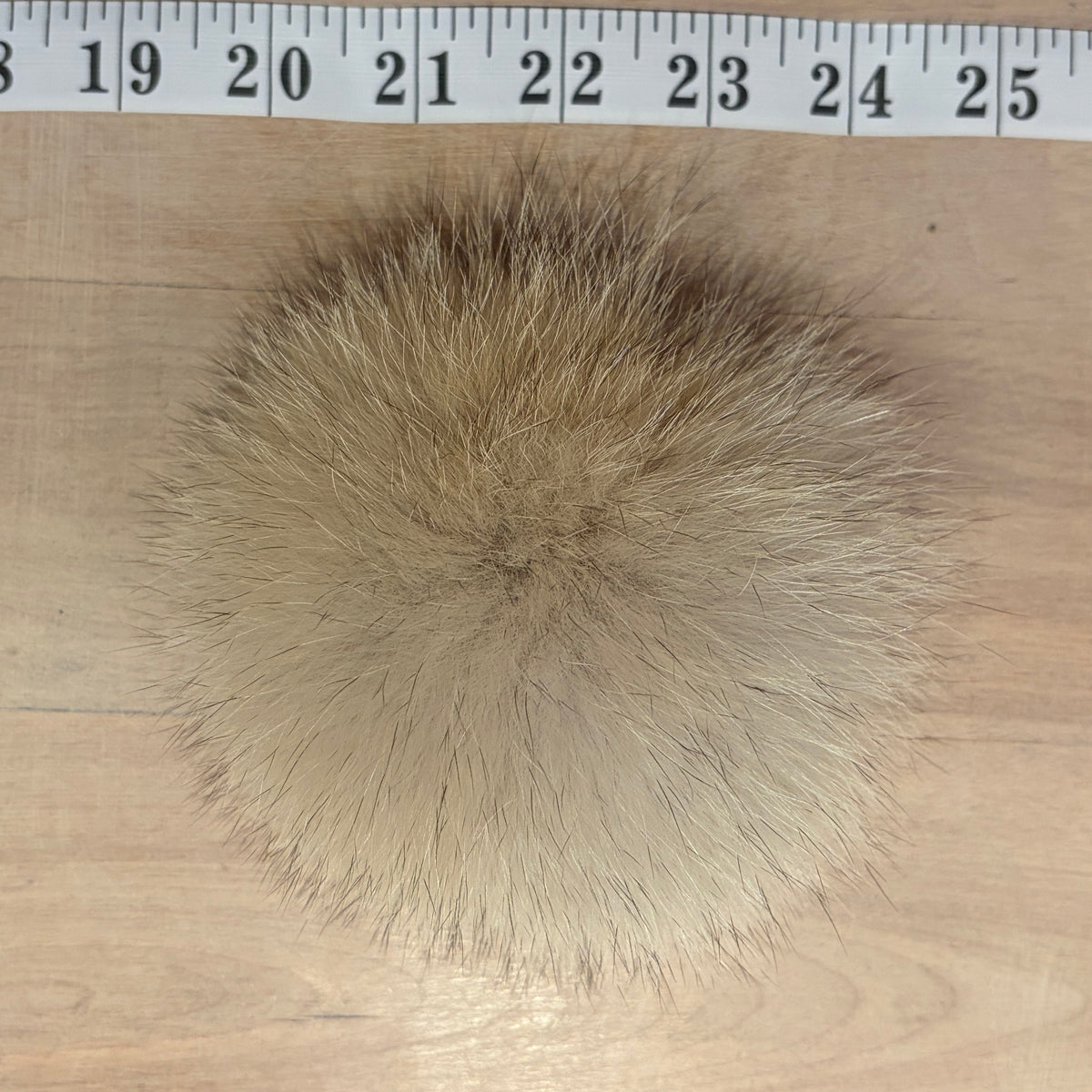 Golden Blonde Beige Coyote Fur Pom, 5 Inch