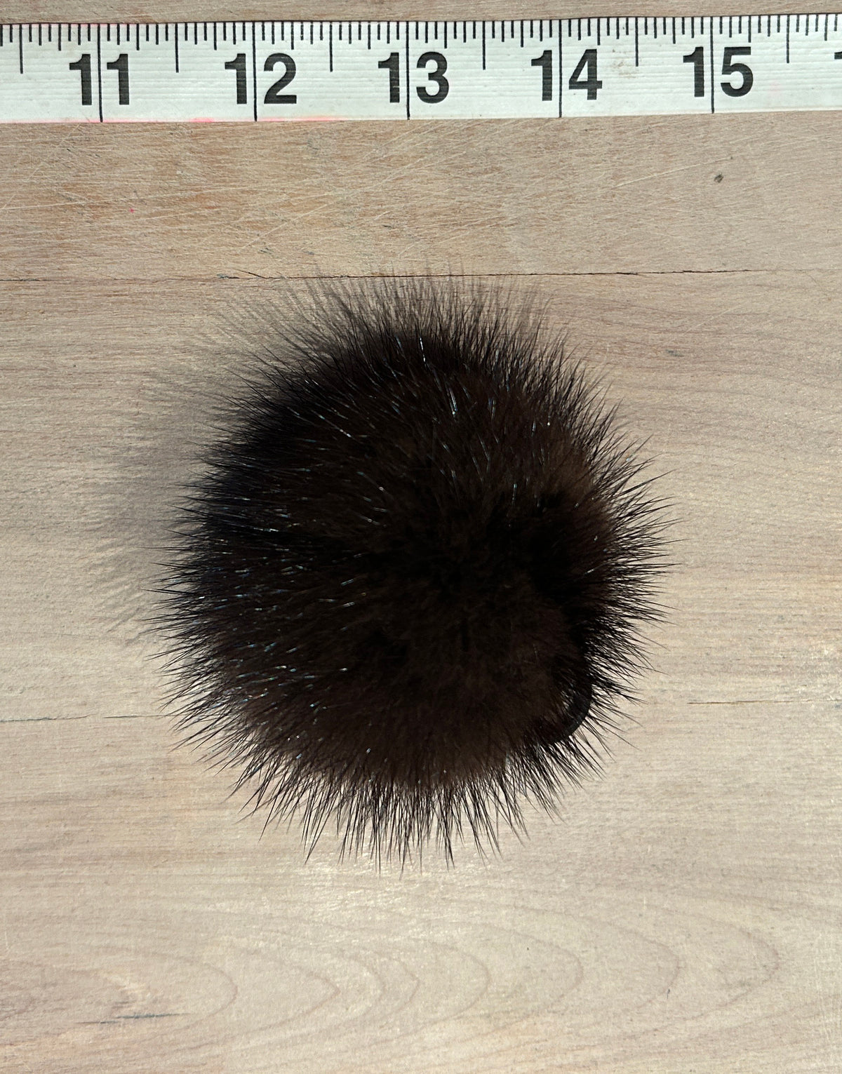 Dark Brown Mini Mink Fur Pom, 2-Inch