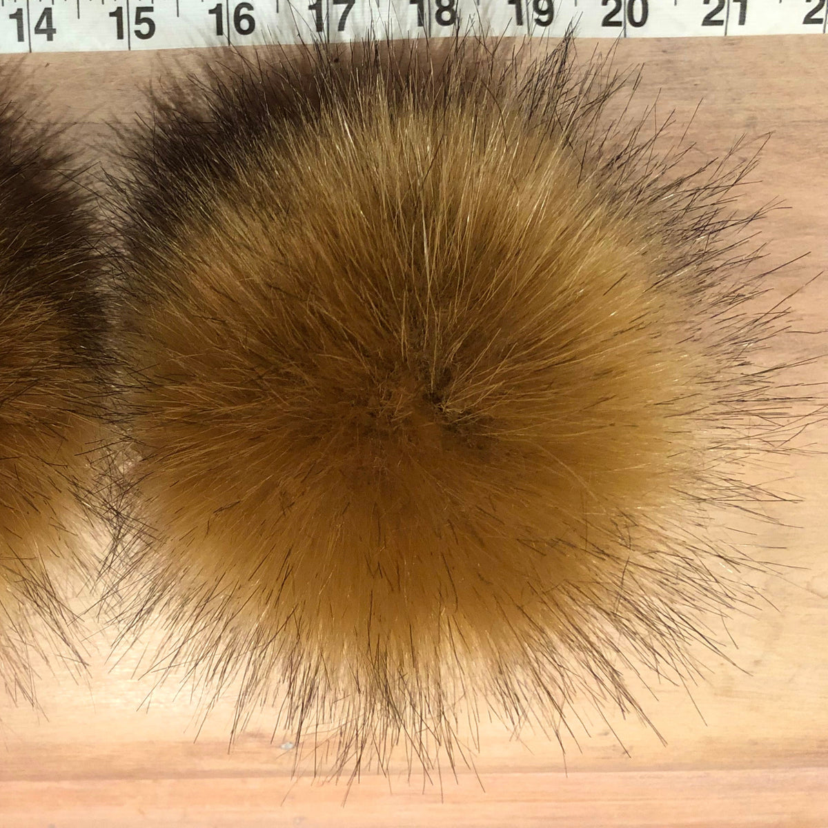 Golden Beige Coyote Faux Fur Pom, 5.5 Inch