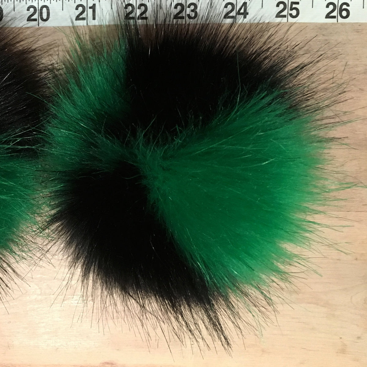 Green and Black Faux Fur Pom, 5 Inch