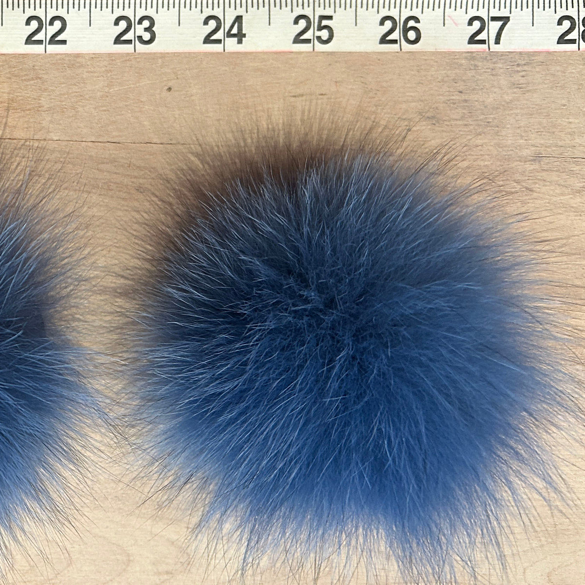 Denim Blue Fox Hat Pom, 3.5 Inch