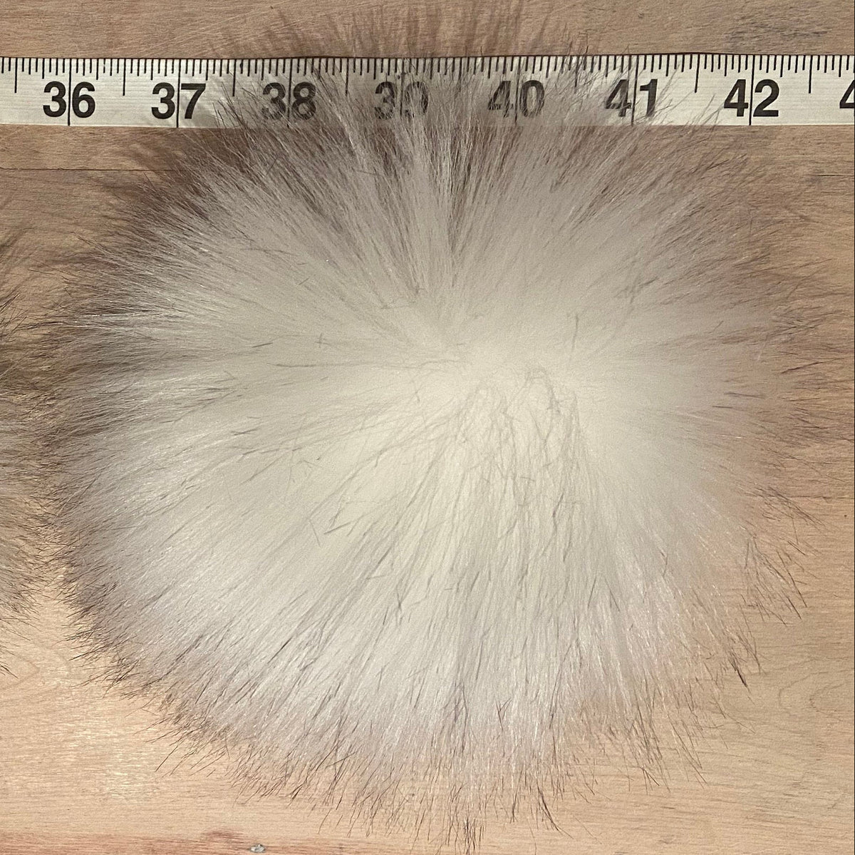 Salt and Pepper White Faux Fur Pom, 5.5 Inch