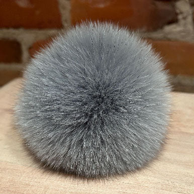 Shark Grey Fox Fur Pom, 4.5 Inch