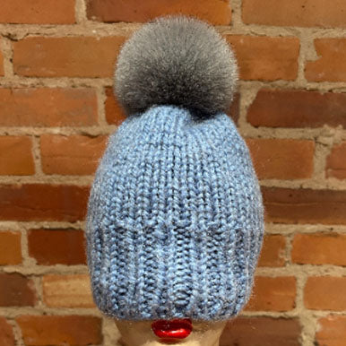 Shark Grey Fox Fur Pom, 4.5 Inch