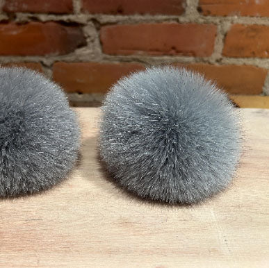 Shark Grey Fox Fur Pom, 4.5 Inch