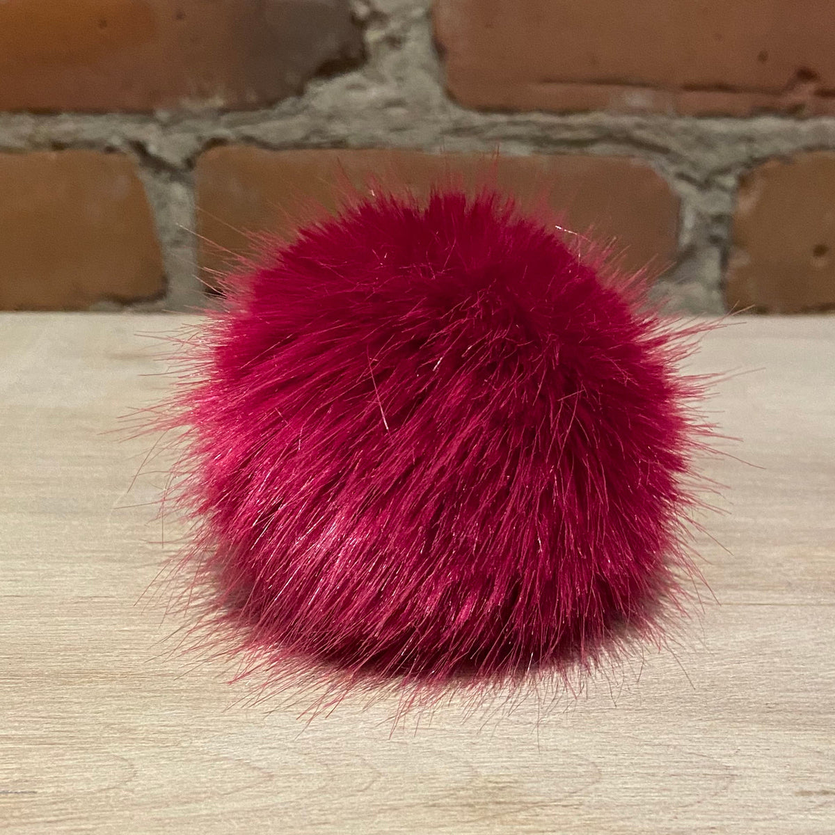 Berry Rose Faux Fur Pom - 2.5 Inches