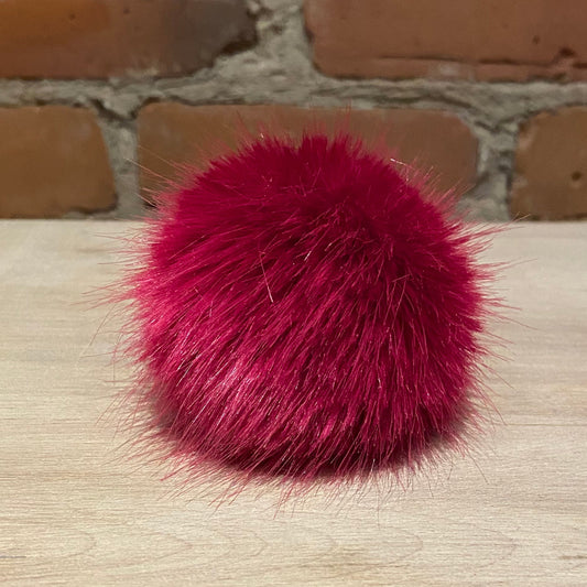 Berry Rose Faux Fur Pom - 2.5 Inches