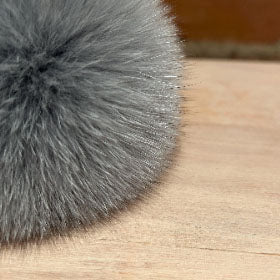 Shark Grey Fox Fur Pom, 4.5 Inch