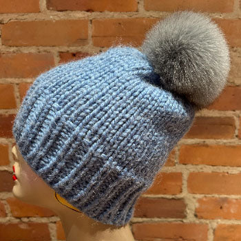 Shark Grey Fox Fur Pom, 4.5 Inch