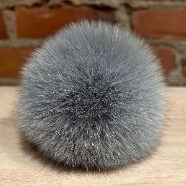 Shark Grey Fox Fur Pom, 4.5 Inch