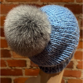 Shark Grey Fox Fur Pom, 4.5 Inch
