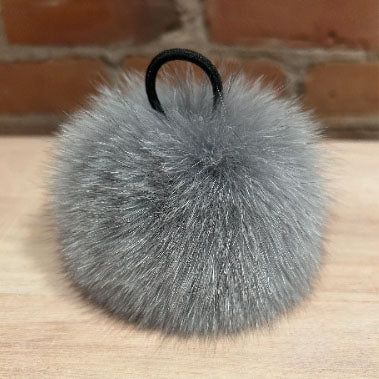 Shark Grey Fox Fur Pom, 4.5 Inch