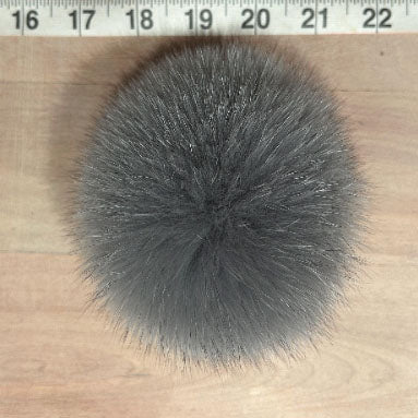 Shark Grey Fox Fur Pom, 4.5 Inch
