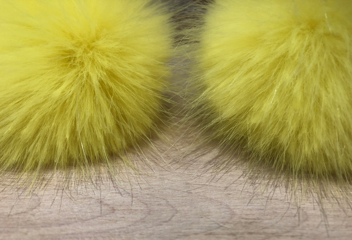 Lemon Yellow Mink Faux Fur Pom, 2 Inch