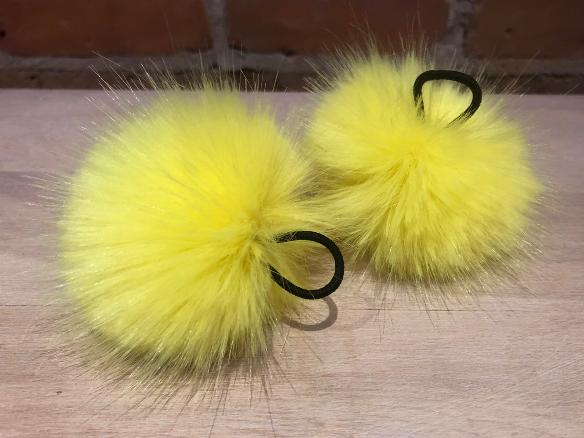 Lemon Yellow Mink Faux Fur Pom, 2 Inch