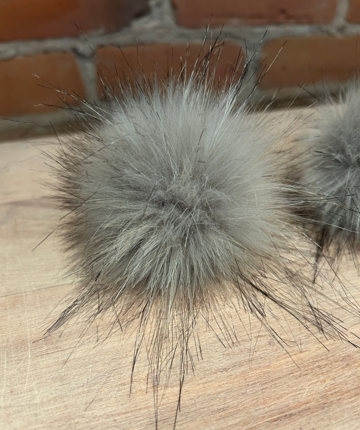 Grey Wolf Faux Fur Pom Pom, 3 Inch