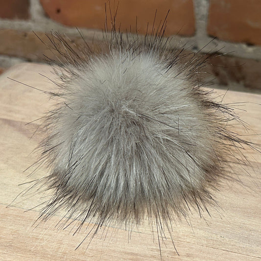 Grey Wolf Faux Fur Pom Pom, 3 Inch