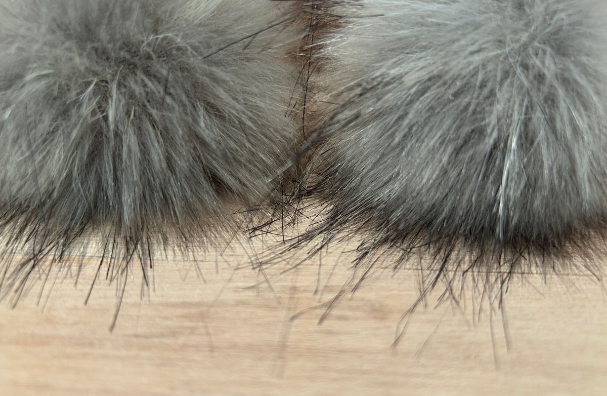 Grey Wolf Faux Fur Pom Pom, 3 Inch