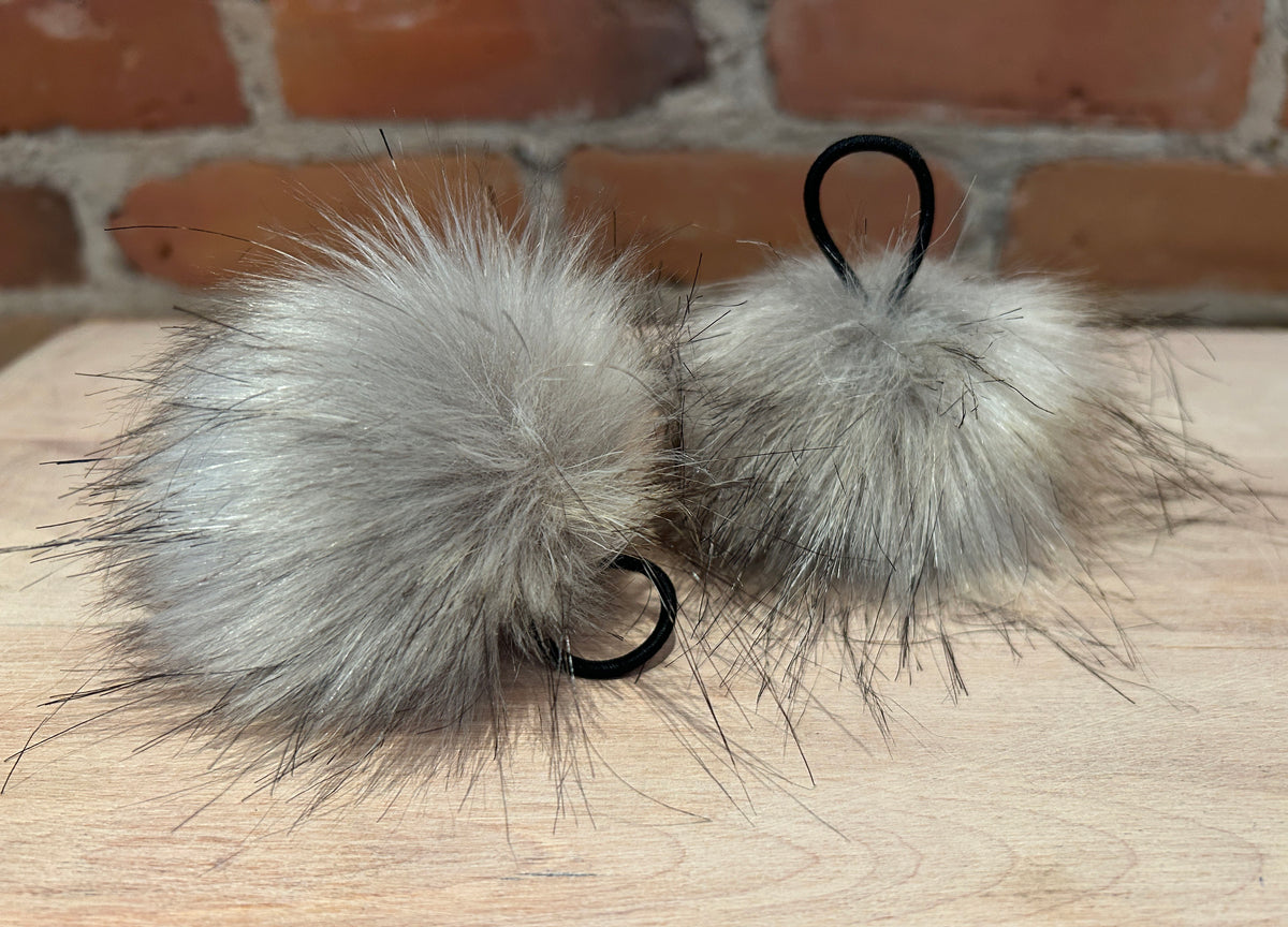 Grey Wolf Faux Fur Pom Pom, 3 Inch