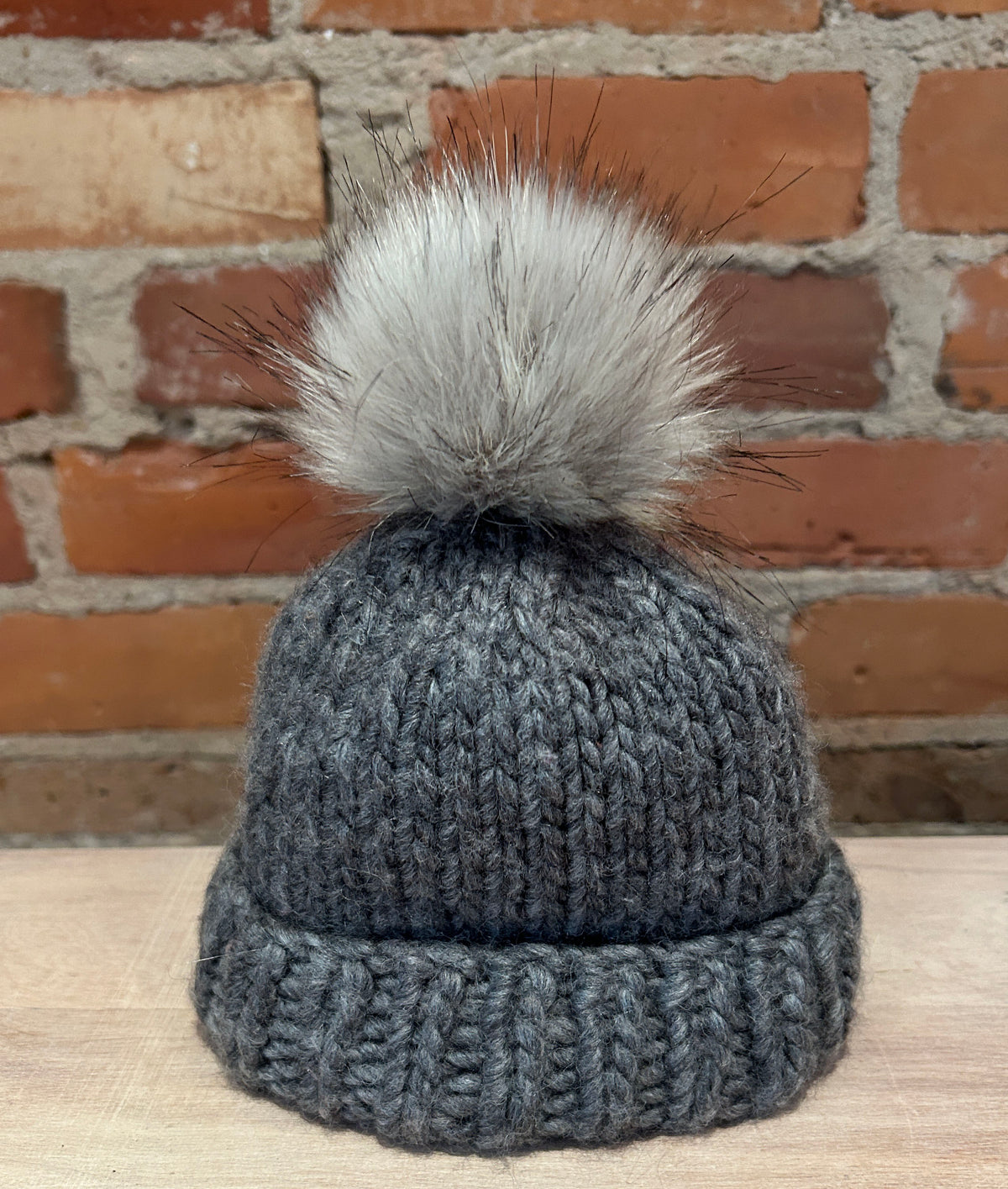 Grey Wolf Faux Fur Pom Pom, 3 Inch