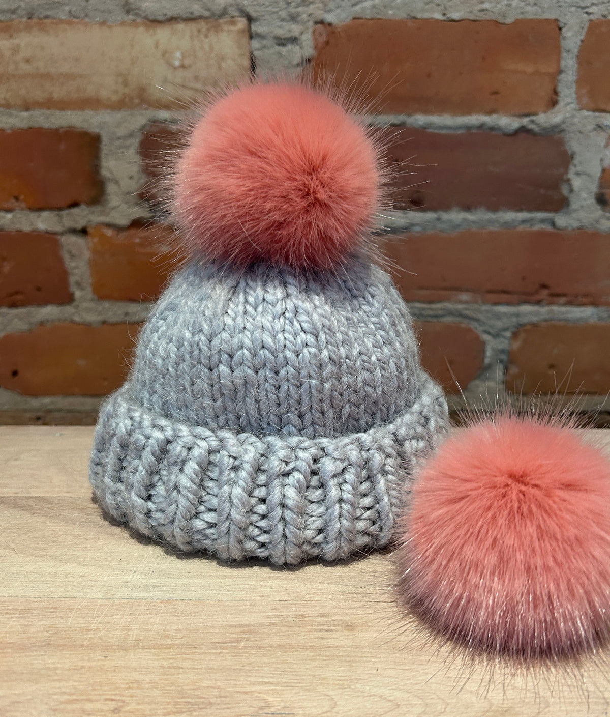 Rose Pink Faux Fur Pom, 2.5 Inch