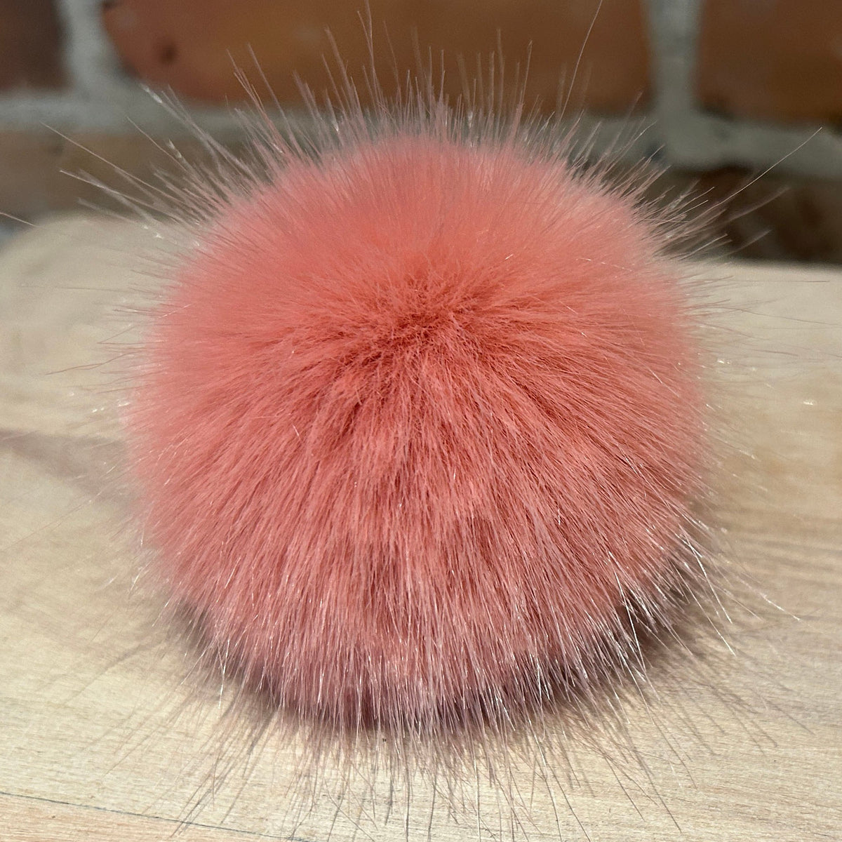 Rose Pink Faux Fur Pom, 2.5 Inch