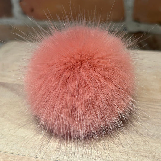 Rose Pink Faux Fur Pom, 2.5 Inch