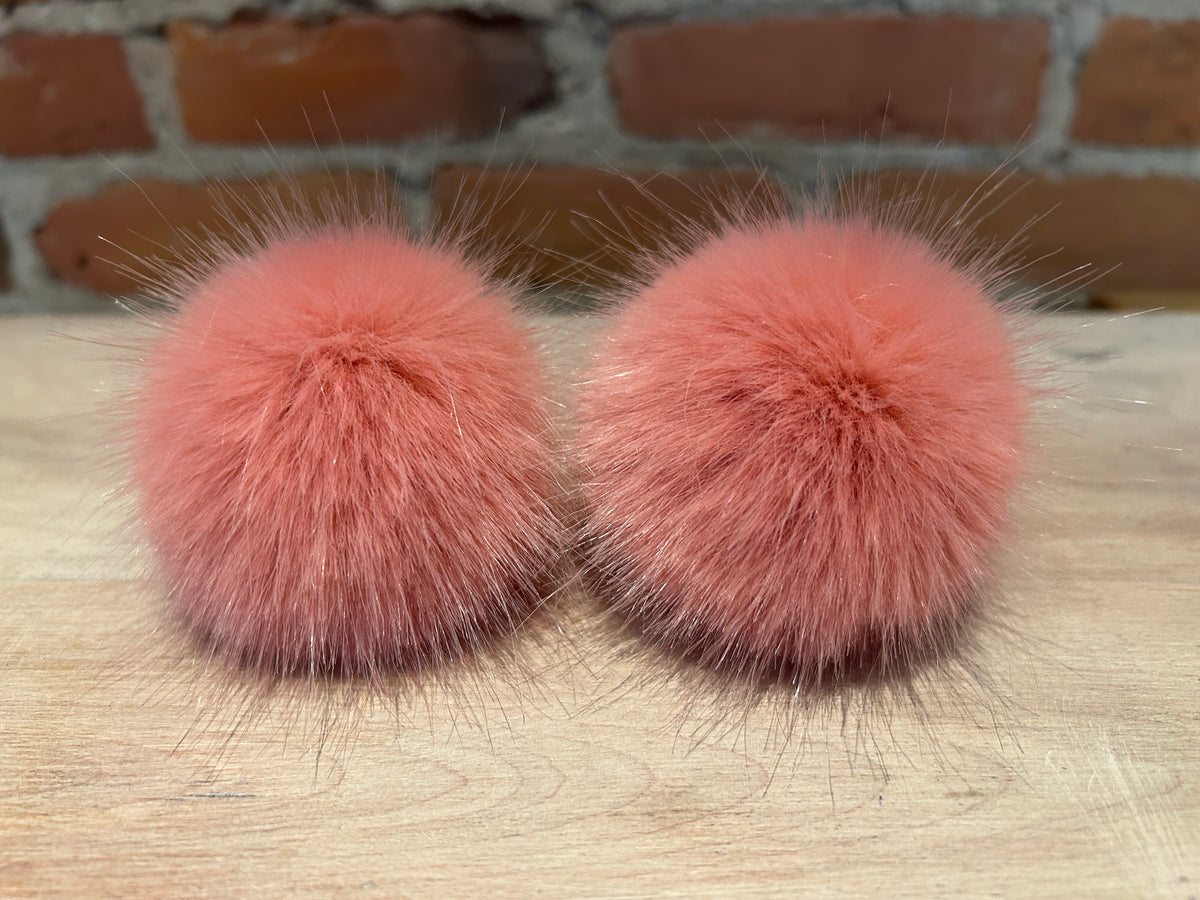 Rose Pink Faux Fur Pom, 2.5 Inch
