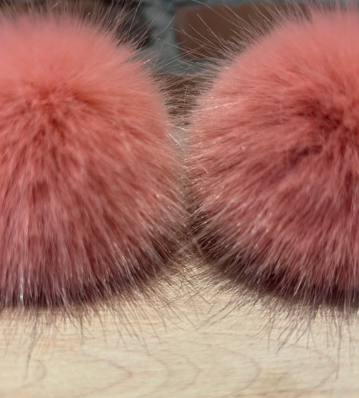 Rose Pink Faux Fur Pom, 2.5 Inch