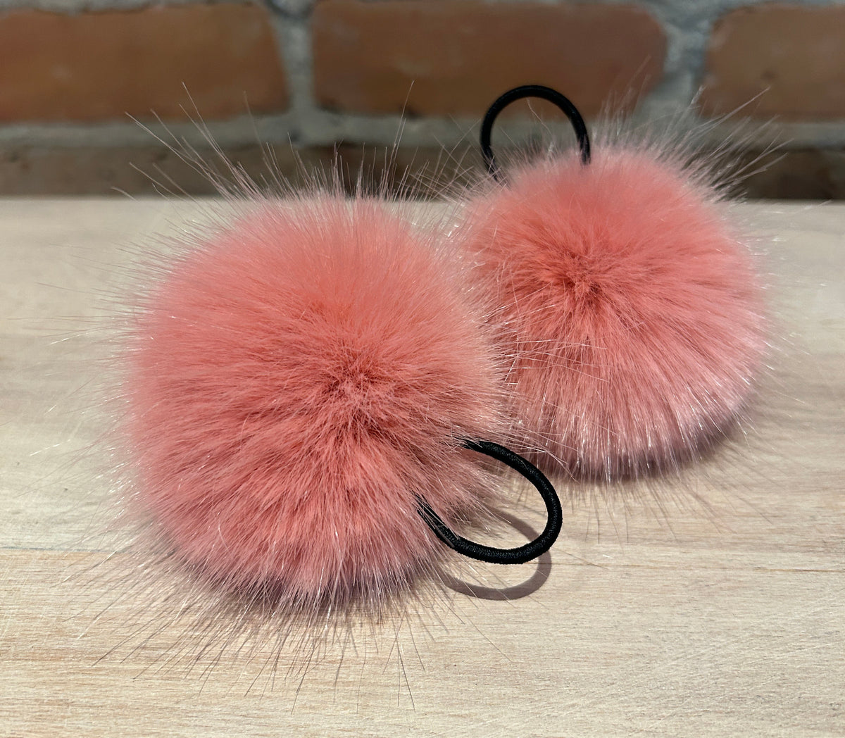 Rose Pink Faux Fur Pom, 2.5 Inch