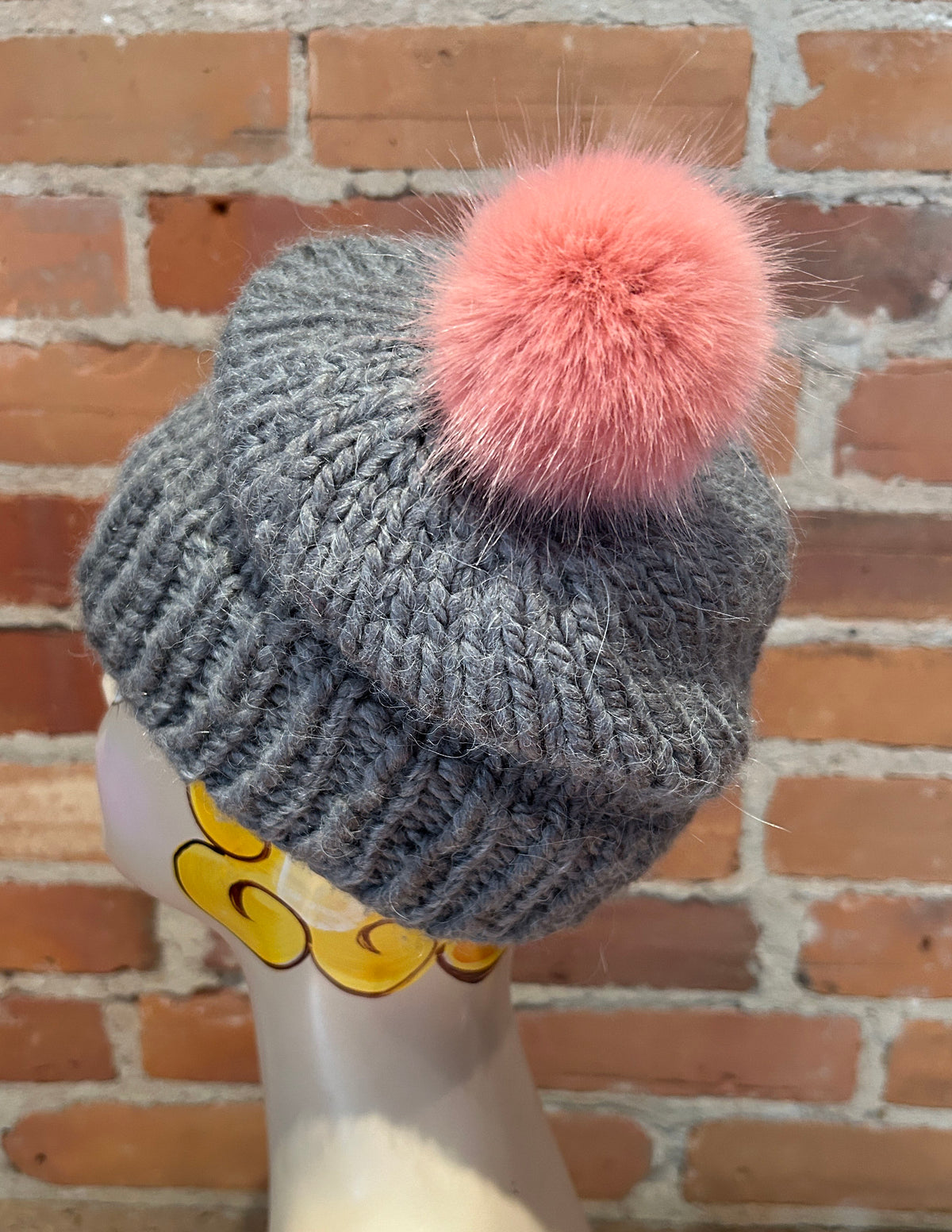 Rose Pink Faux Fur Pom, 2.5 Inch