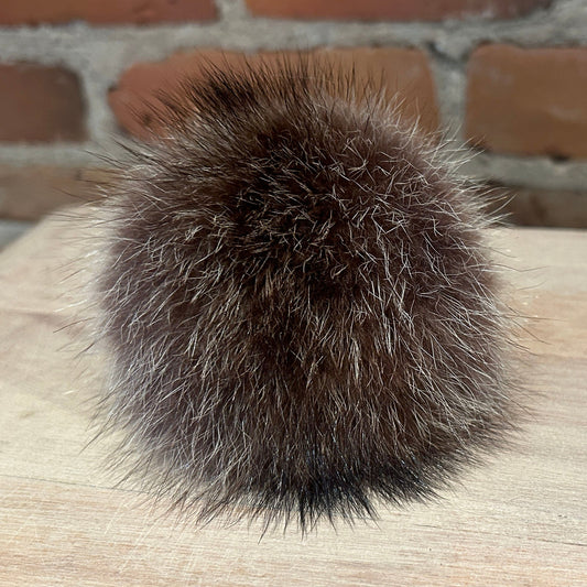 Brown Beige Raccoon Fur Hat Pom, 4 Inch