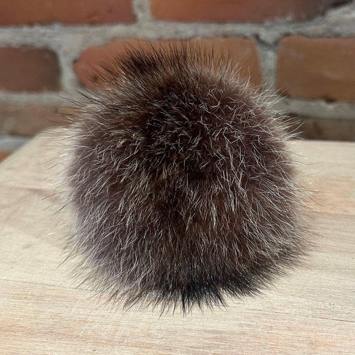 Brown Beige Raccoon Fur Hat Pom, 4 Inch