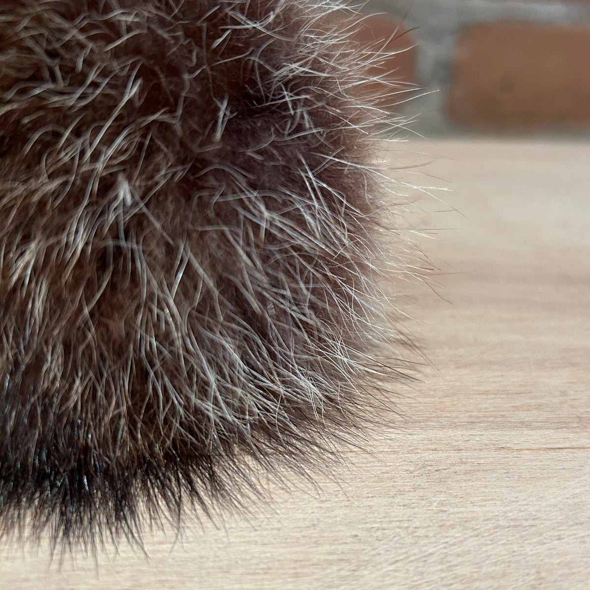 Brown Beige Raccoon Fur Hat Pom, 4 Inch