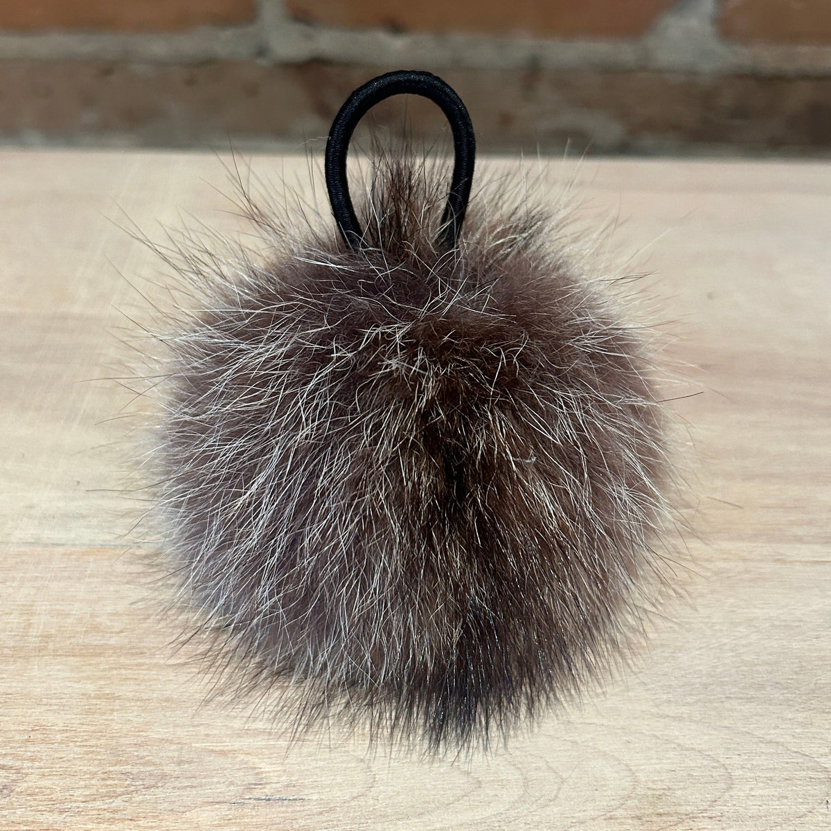 Brown Beige Raccoon Fur Hat Pom, 4 Inch