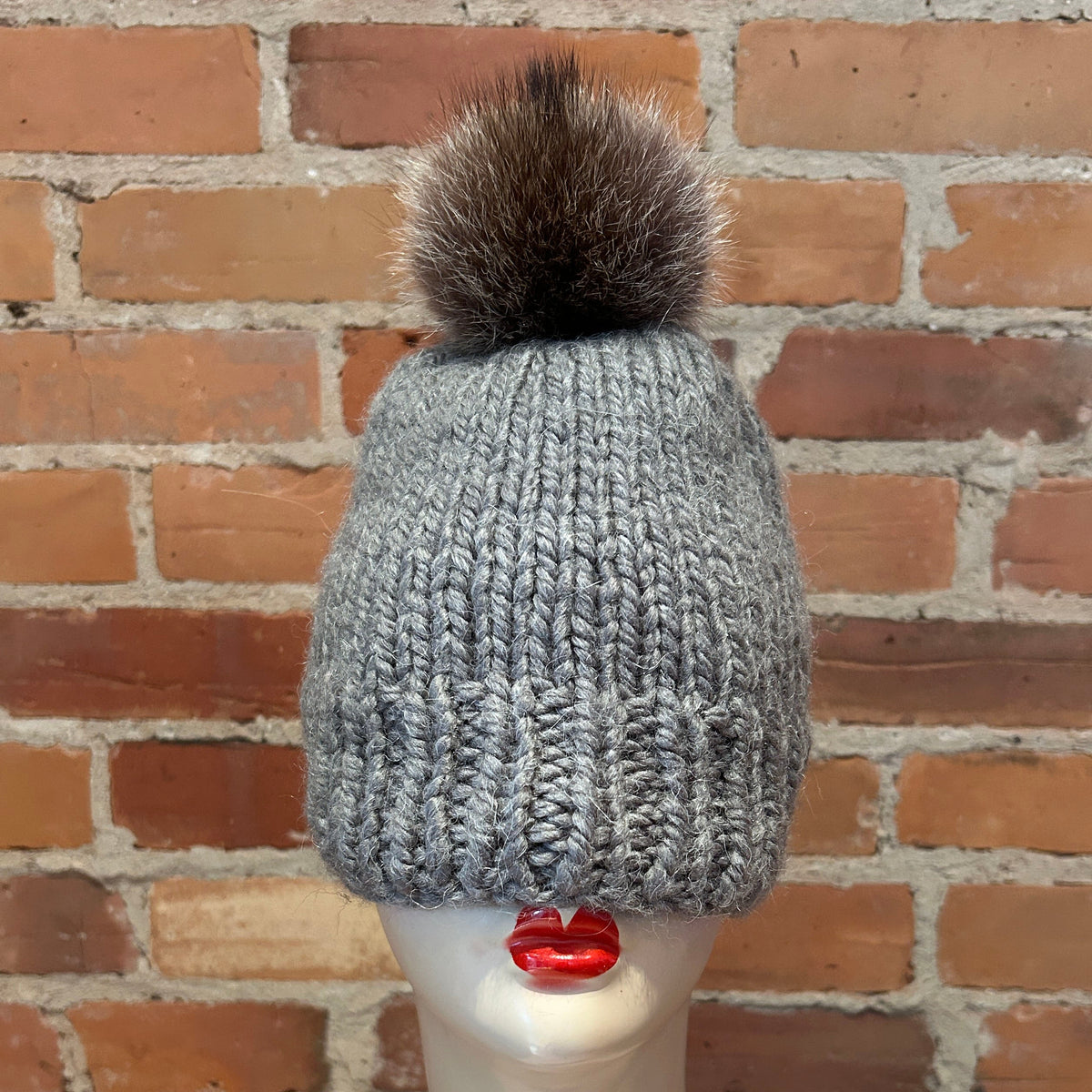 Brown Beige Raccoon Fur Hat Pom, 4 Inch