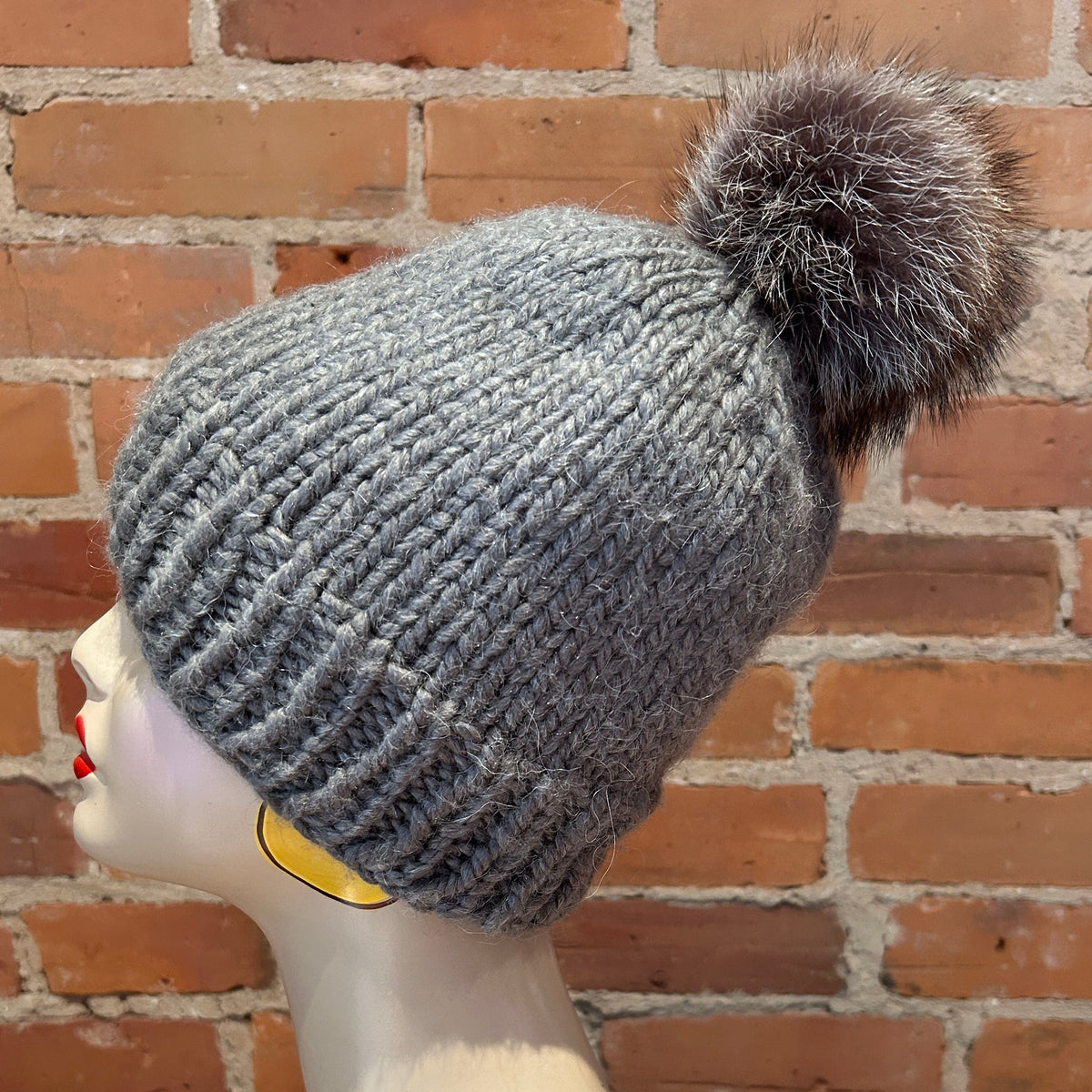 Brown Beige Raccoon Fur Hat Pom, 4 Inch