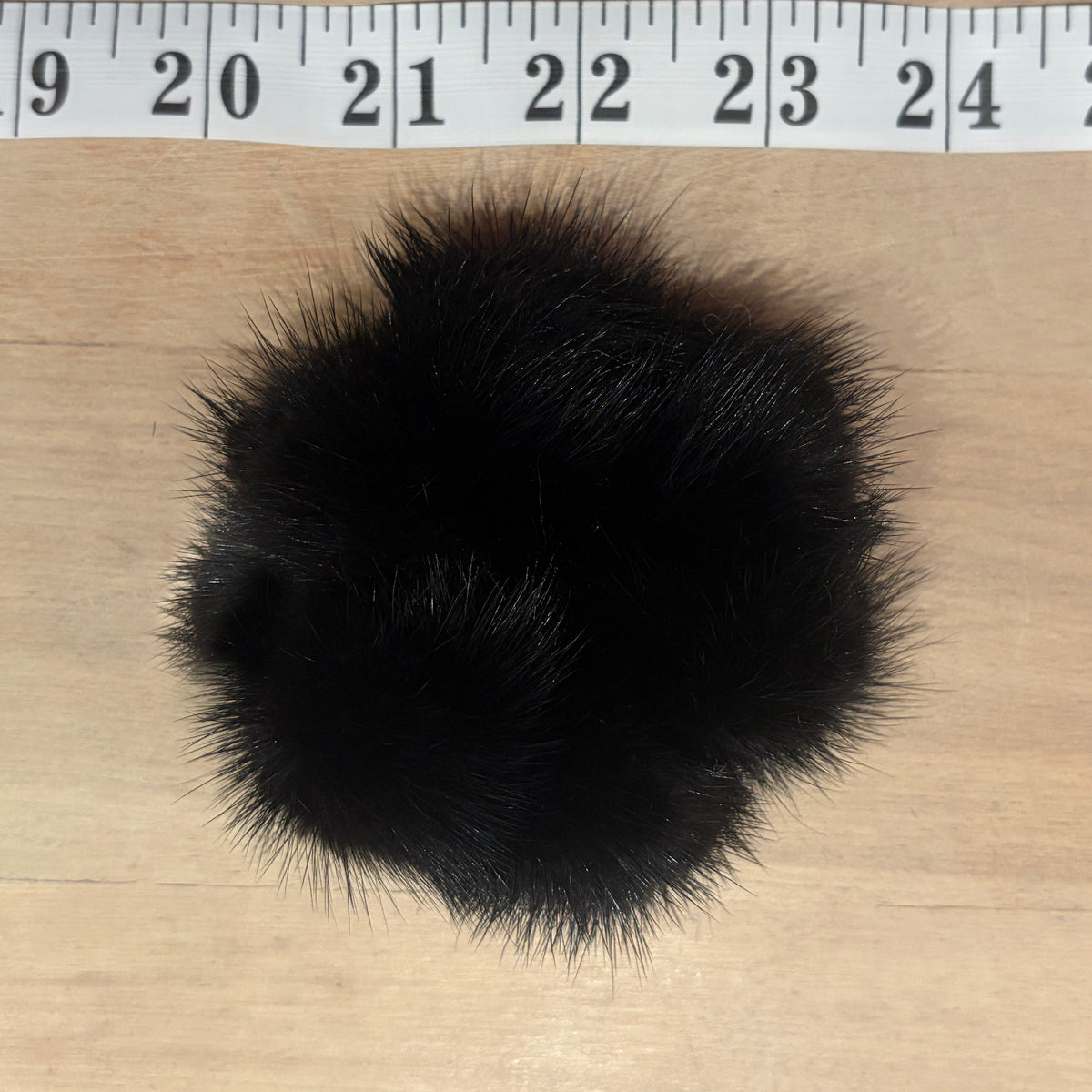 Jet Black Mink Pom Scrunchie, Petite