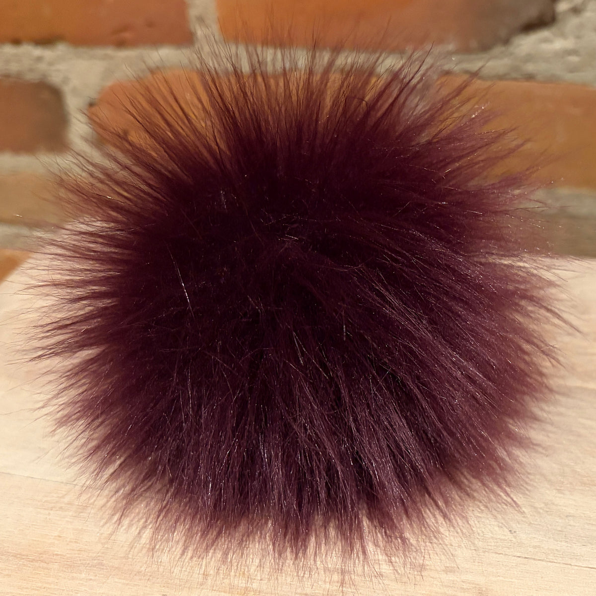 Burgundy Lamb Faux Fur Pom, 5 Inch