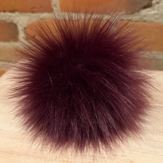 Burgundy Lamb Faux Fur Pom, 5 Inch
