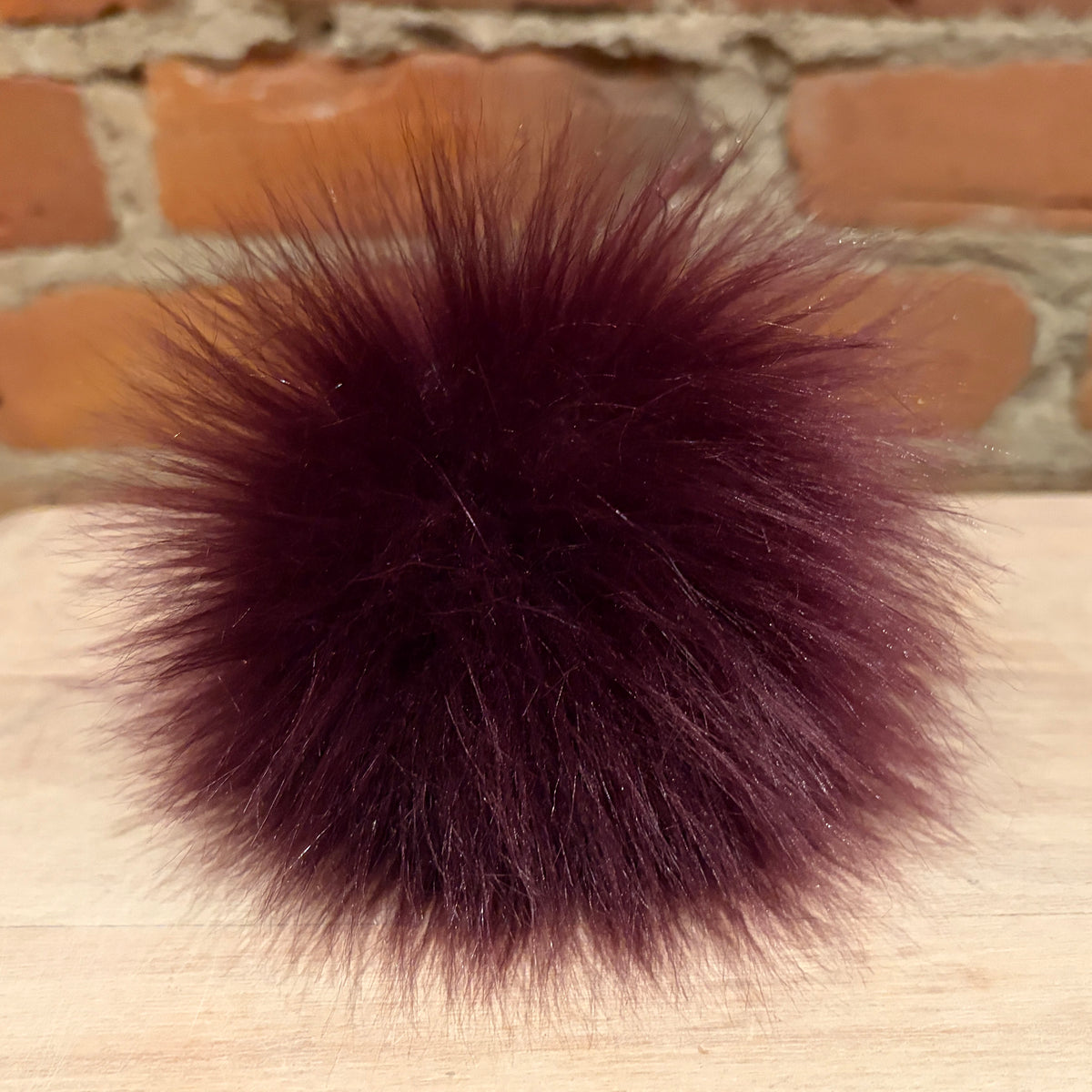 Burgundy Lamb Faux Fur Pom, 5 Inch