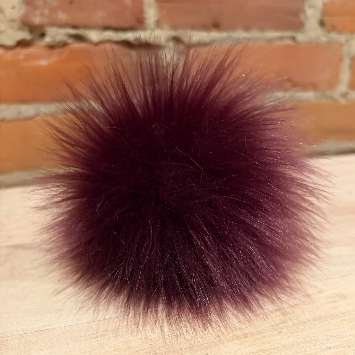 Burgundy Lamb Faux Fur Pom, 5 Inch