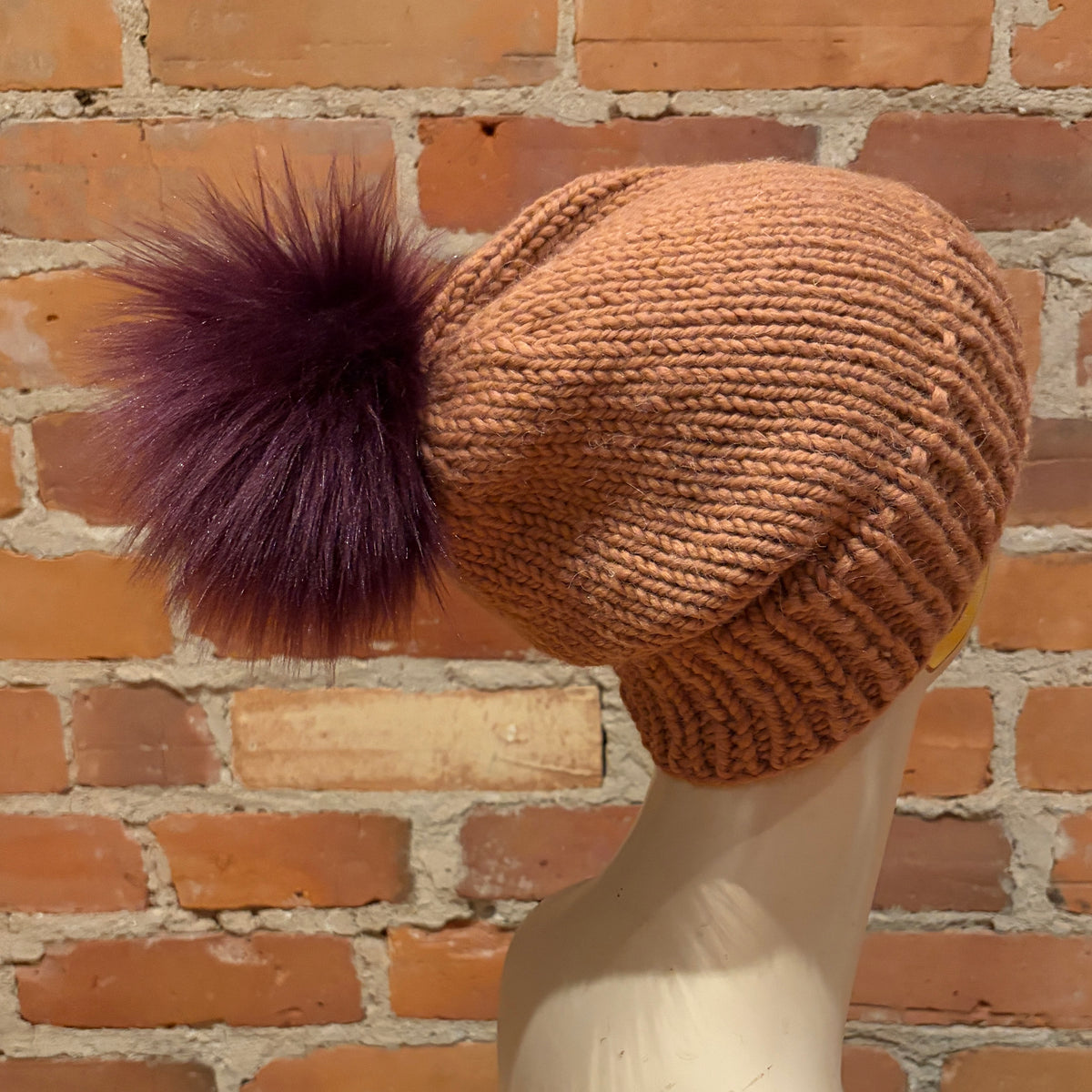 Burgundy Lamb Faux Fur Pom, 5 Inch