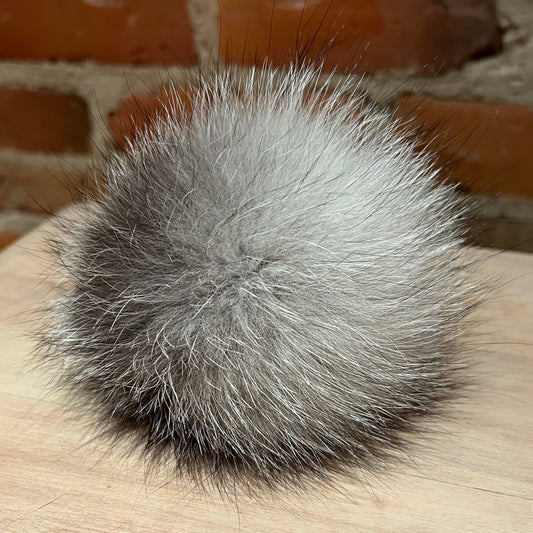 Shadow Blue Fox Fur Pom, 4.5 Inch