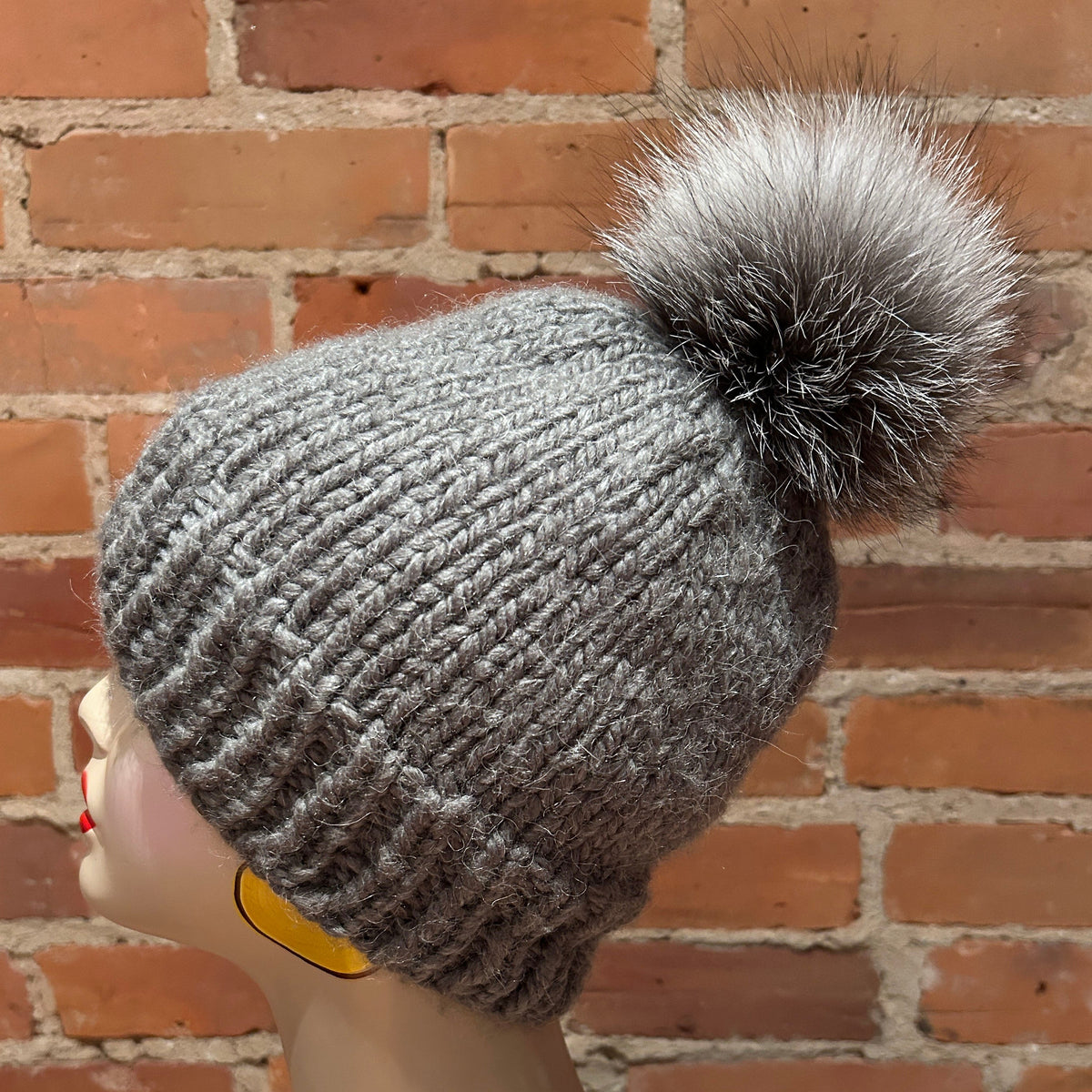 Shadow Blue Fox Fur Pom, 4.5 Inch
