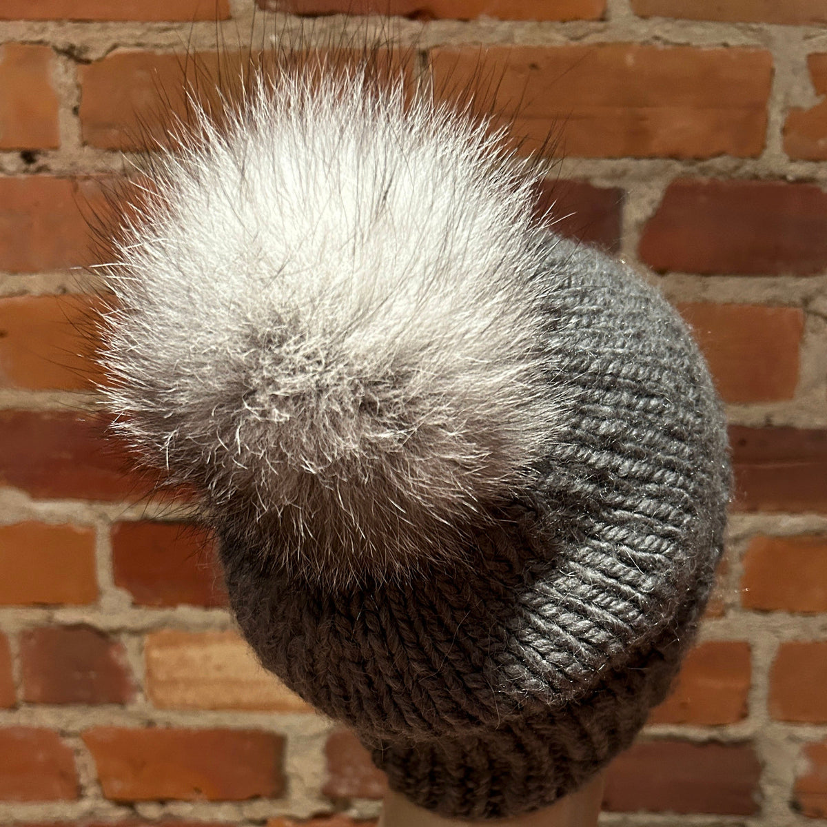 Shadow Blue Fox Fur Pom, 4.5 Inch